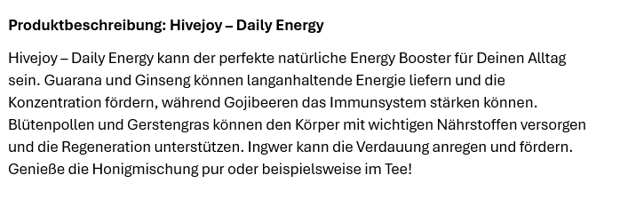 Hivejoy - Daily Energy